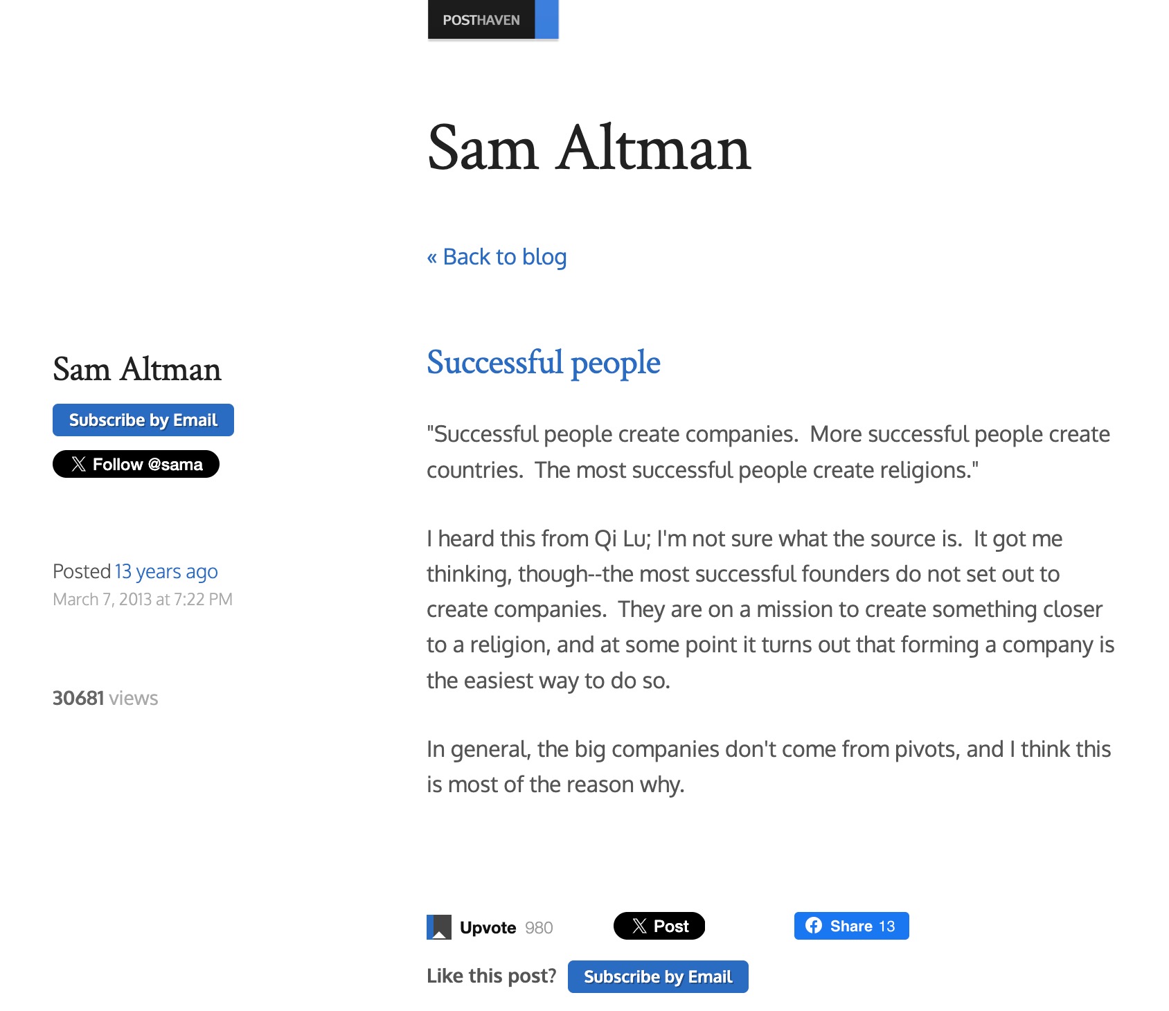 Sam Altman Post 2013